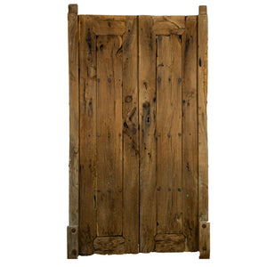 Excepcional puerta de madera de mezquite con clavos de forja de medidados del siglo XIX.