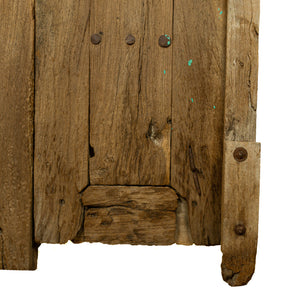 Excepcional puerta de madera de mezquite con clavos de forja de medidados del siglo XIX.